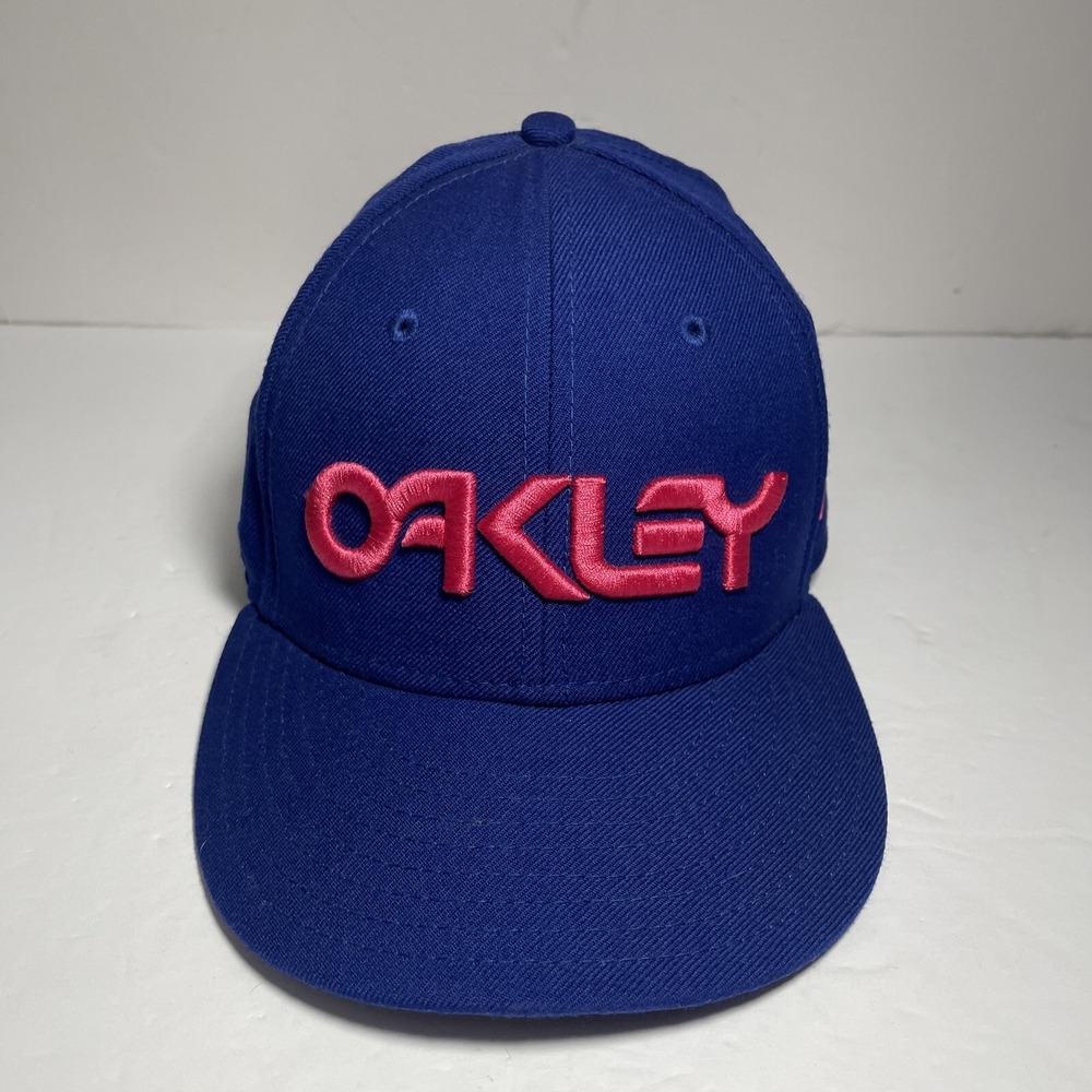 Oakley Hat Cap 59Fifty Fitted Size 7 3/8 New Era Blue Pink Eyelet Venting
